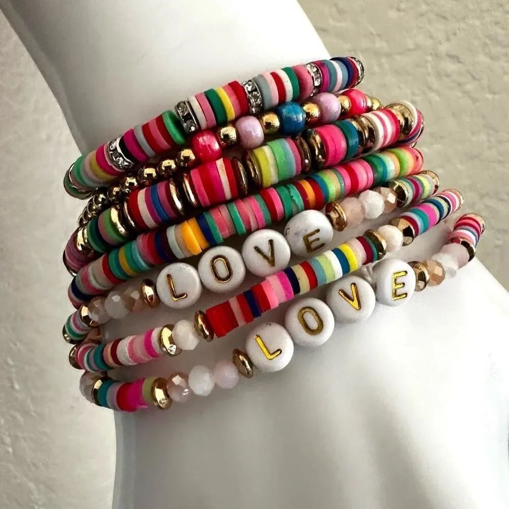 Colorful beaded bracelet bundle